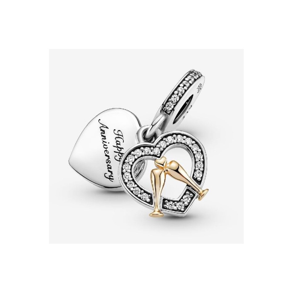 14kt Gold Two-Tone Happy Anniversary Dangle Charms Pandora NZ