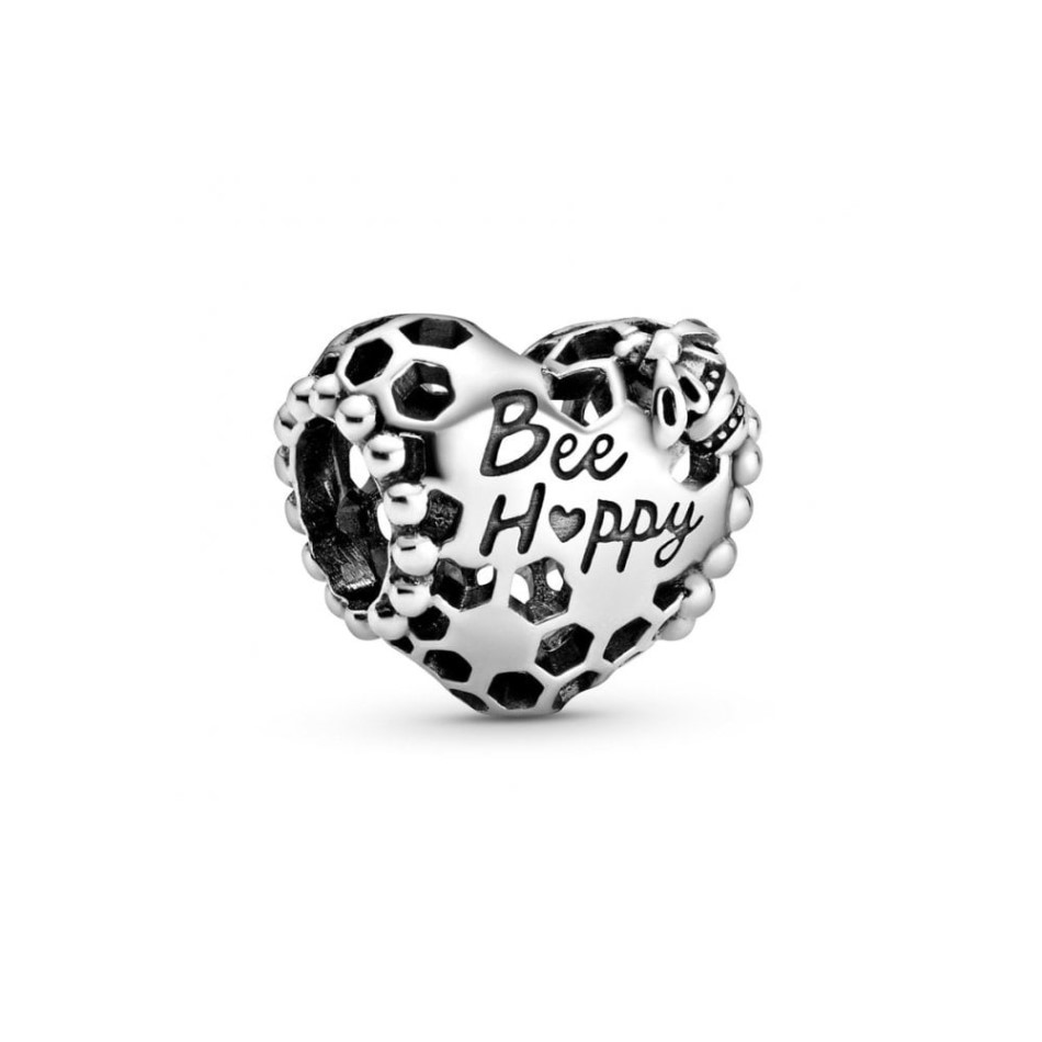 Bee Happy Honeycomb Heart Charms Pandora NZ