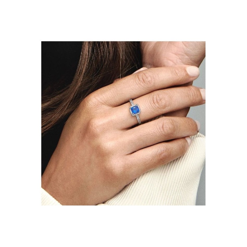 Blue Pandora NZ Square Sparkle Halo Ring