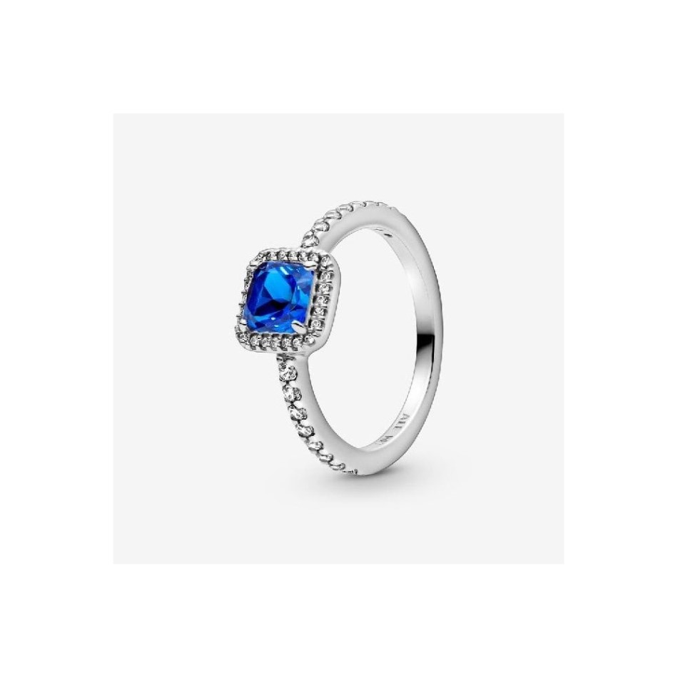 Blue Square Sparkle Halo Ring Pandora NZ