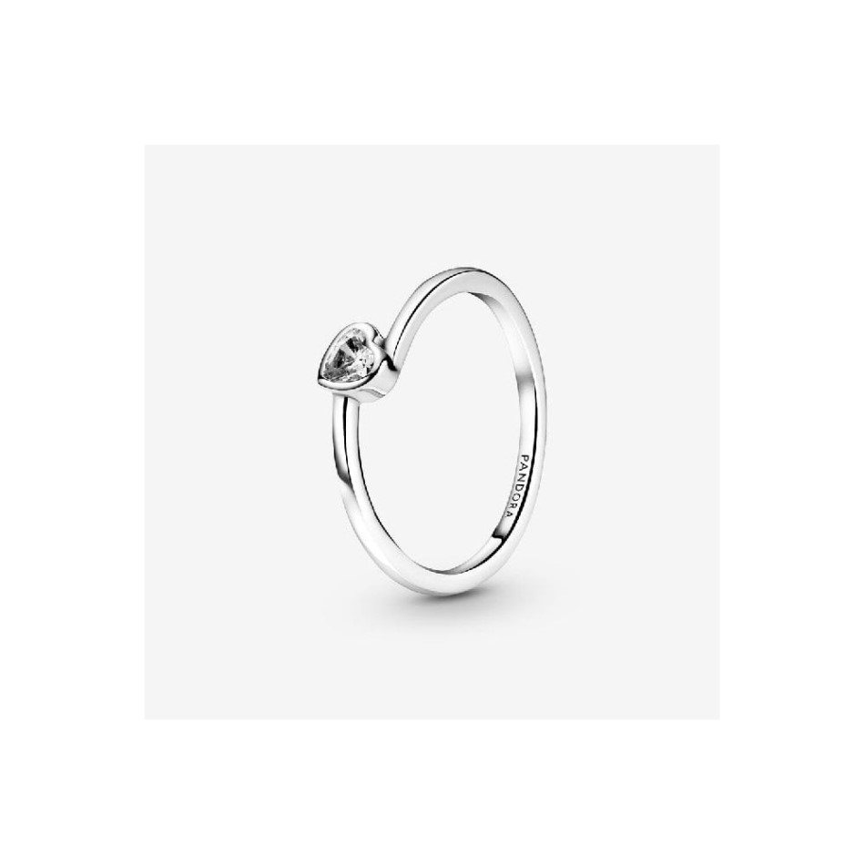 Clear Tilted Pandora NZ Heart Solitaire Ring