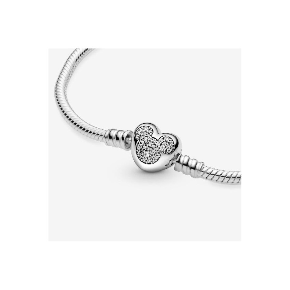 Disney Mickey Mouse Heart Clasp Snake Chain Bracelet Pandora NZ