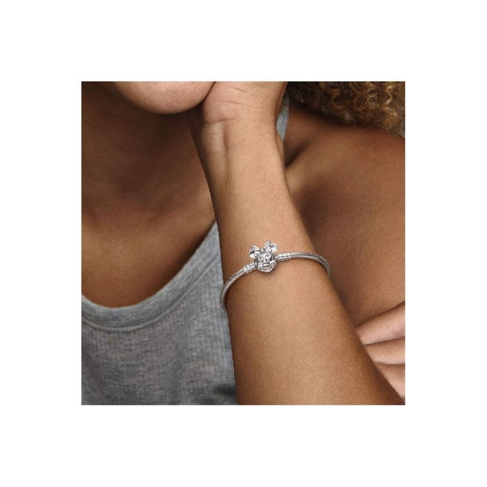 Disney Moments Pave Minnie Mouse Clasp Snake Chain Bracelet Pandora NZ