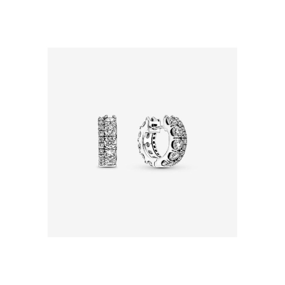 Double Band Pave Hoop Earrings Pandora NZ