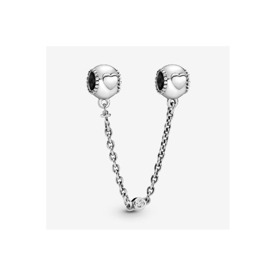 Embossed Hearts Safety Chain Charm Pandora NZ
