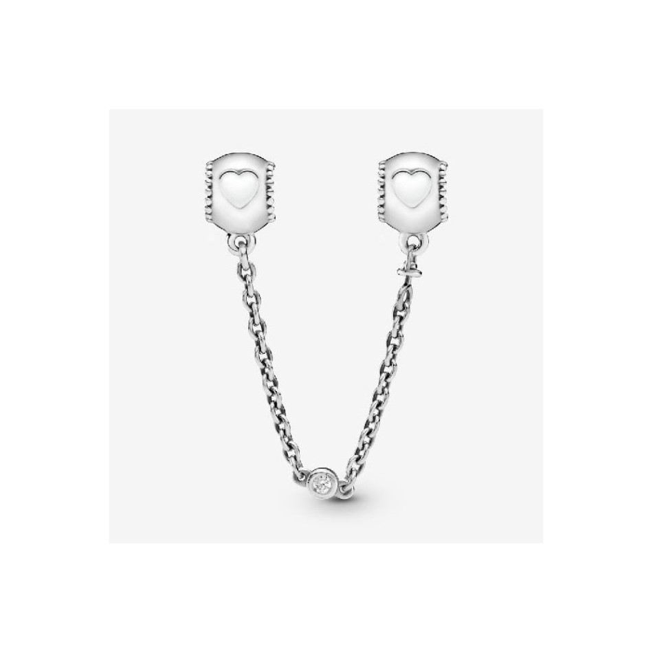 Embossed Hearts Safety Chain Charm Pandora NZ