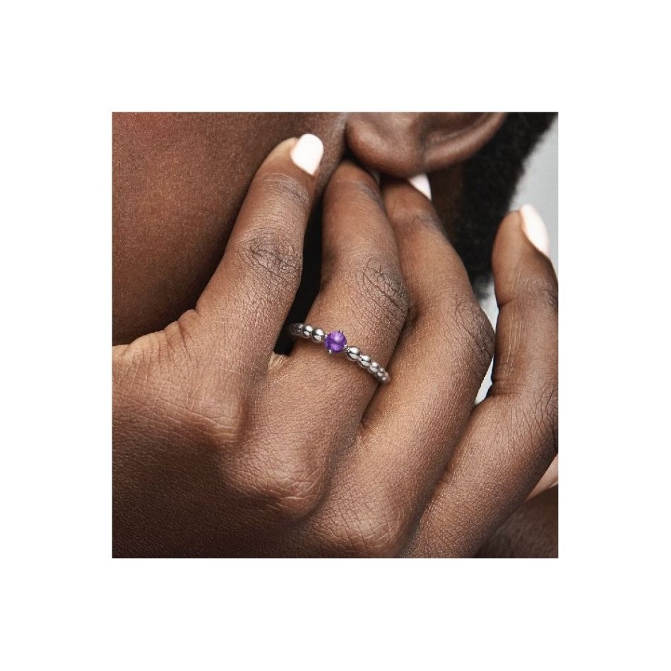 February Birthstone Pandora NZ Brand Beaded Ring