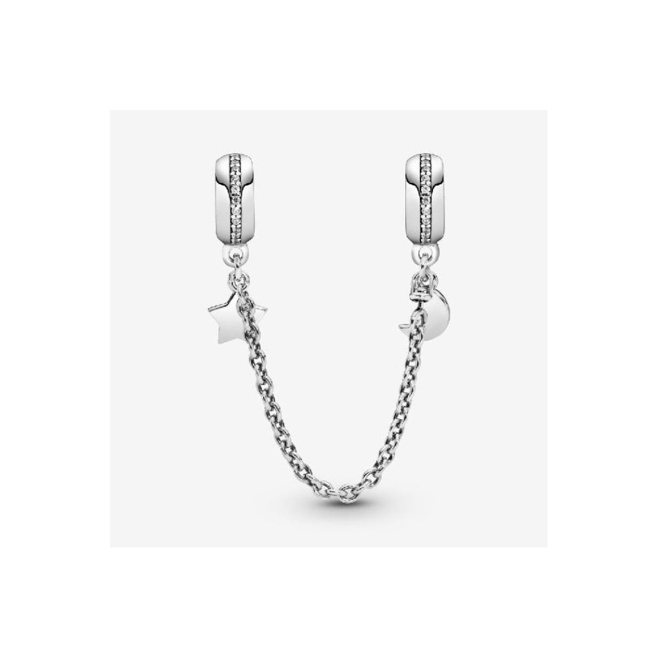 Half Moon & Star Safety Chain Charm Pandora NZ