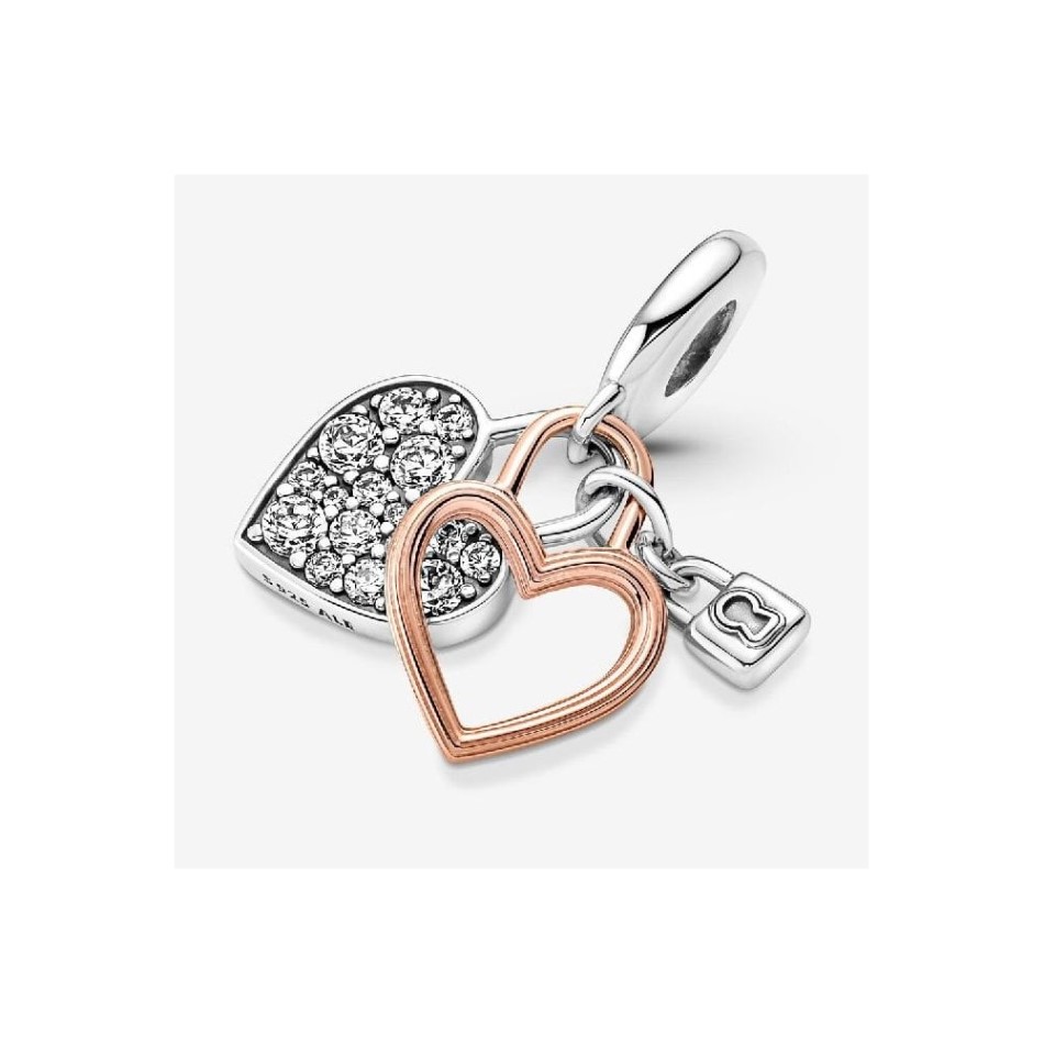 Heart Padlock Double Dangle Charms Pandora NZ