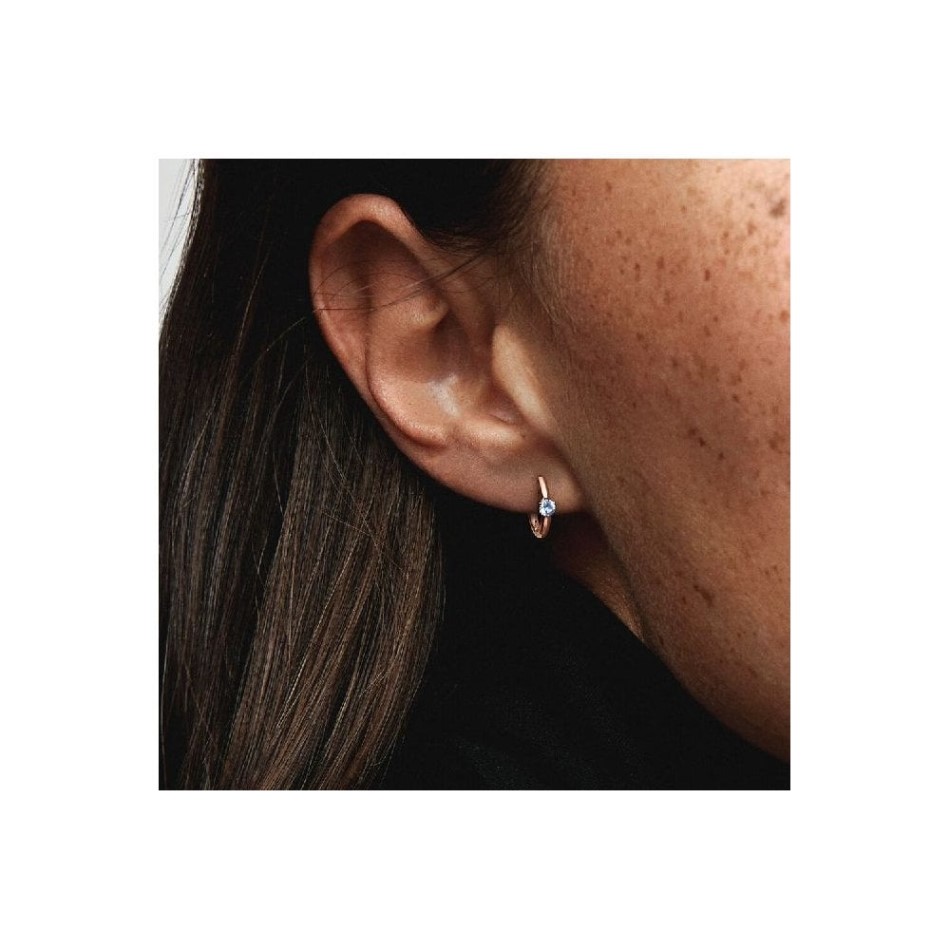 Light Blue Solitaire Huggie Hoop Earrings Pandora NZ