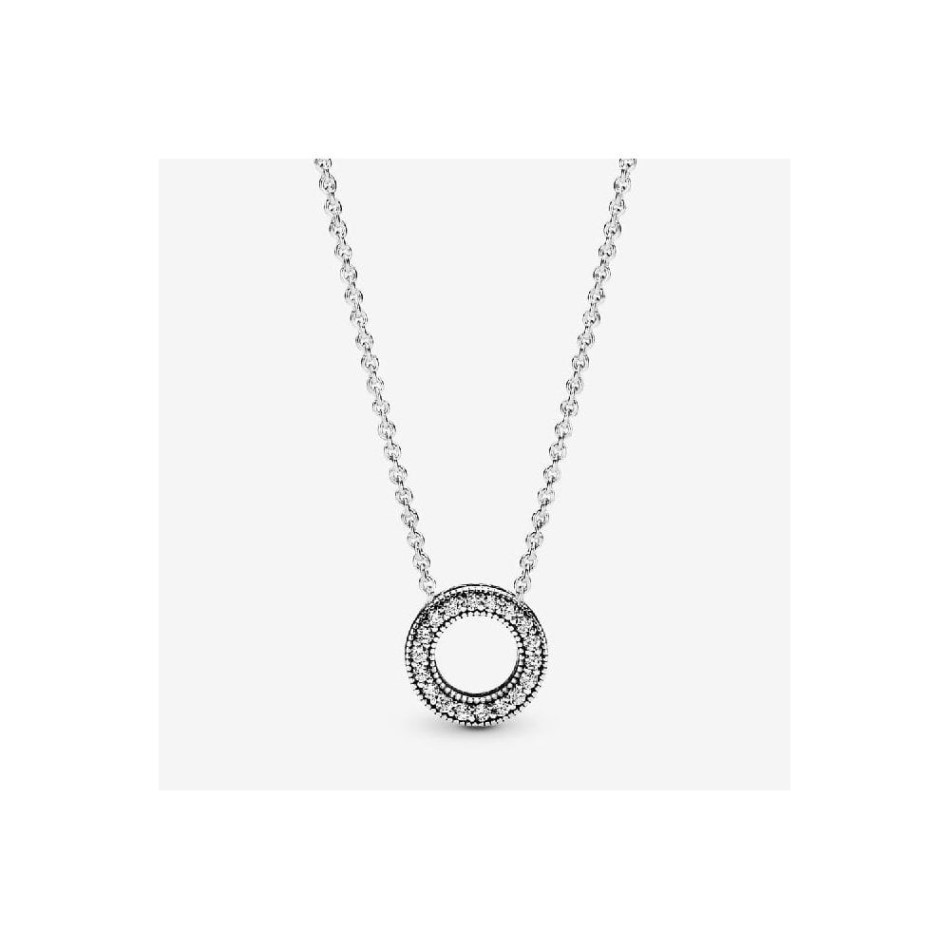 Logo Pave Circle Collier Necklace Pandora NZ