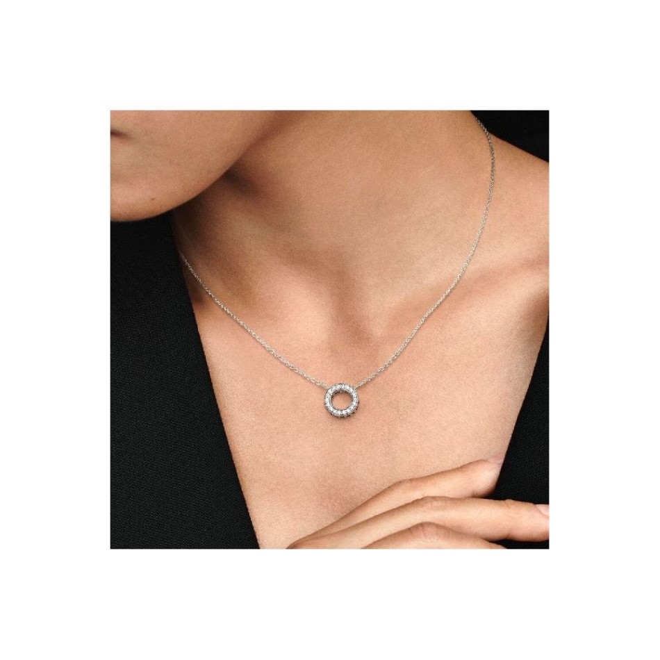 Logo Pave Circle Collier Necklace Pandora NZ