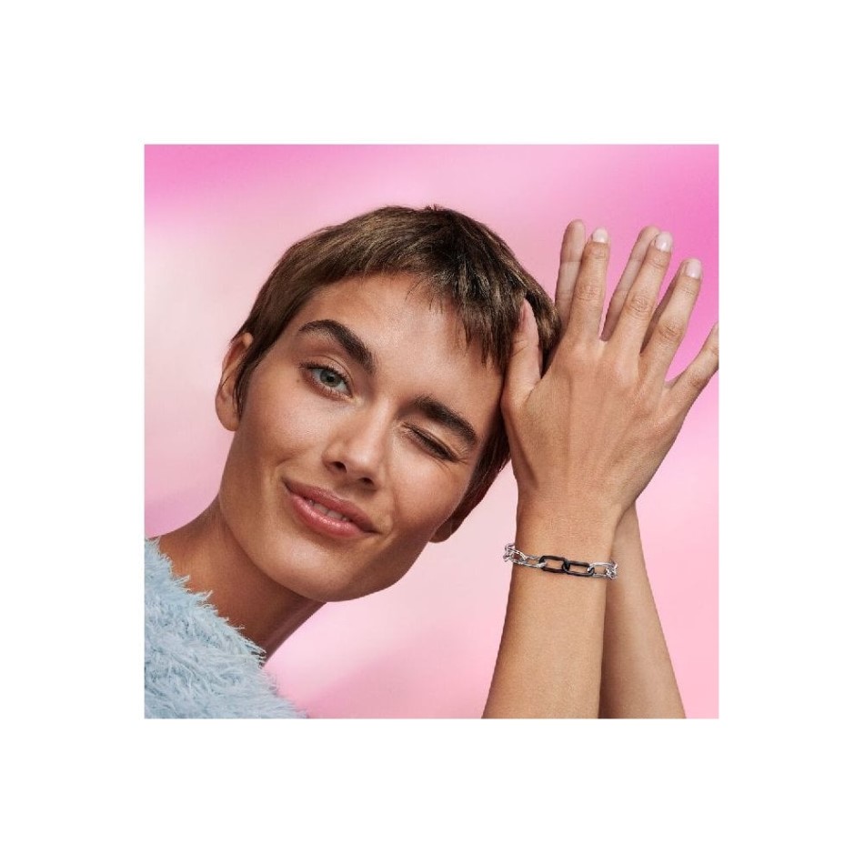 ME Styling Silver Black Pave Double Chain Link Pandora NZ