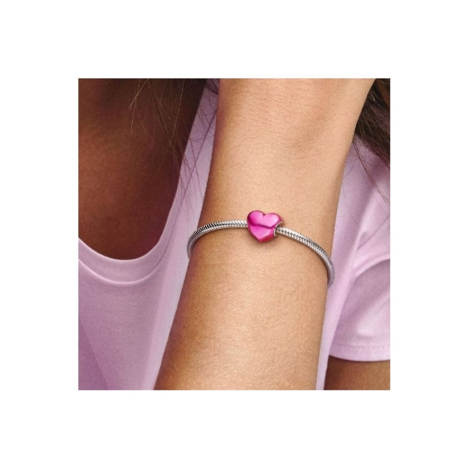 Metallic Pink Heart Charms Pandora NZ