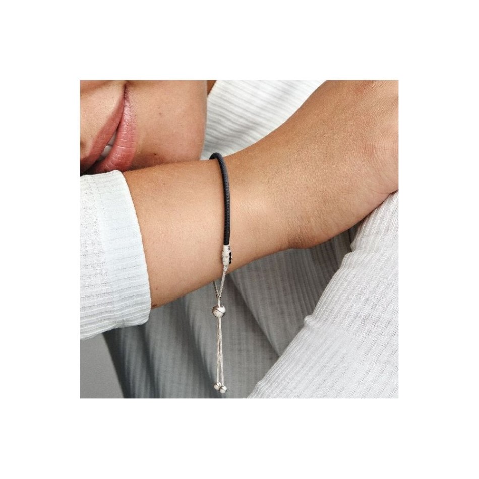Moments Black Leather Slider Bracelet Pandora NZ