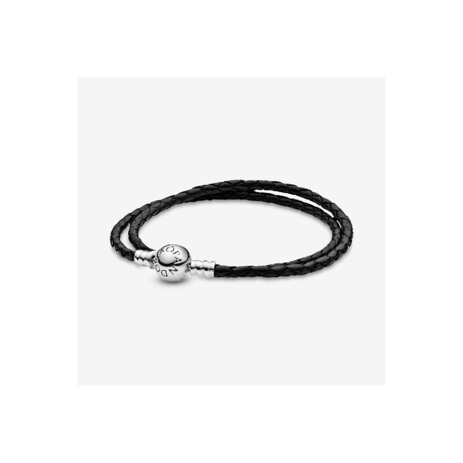 Moments Double Pandora NZ Black Leather Bracelet