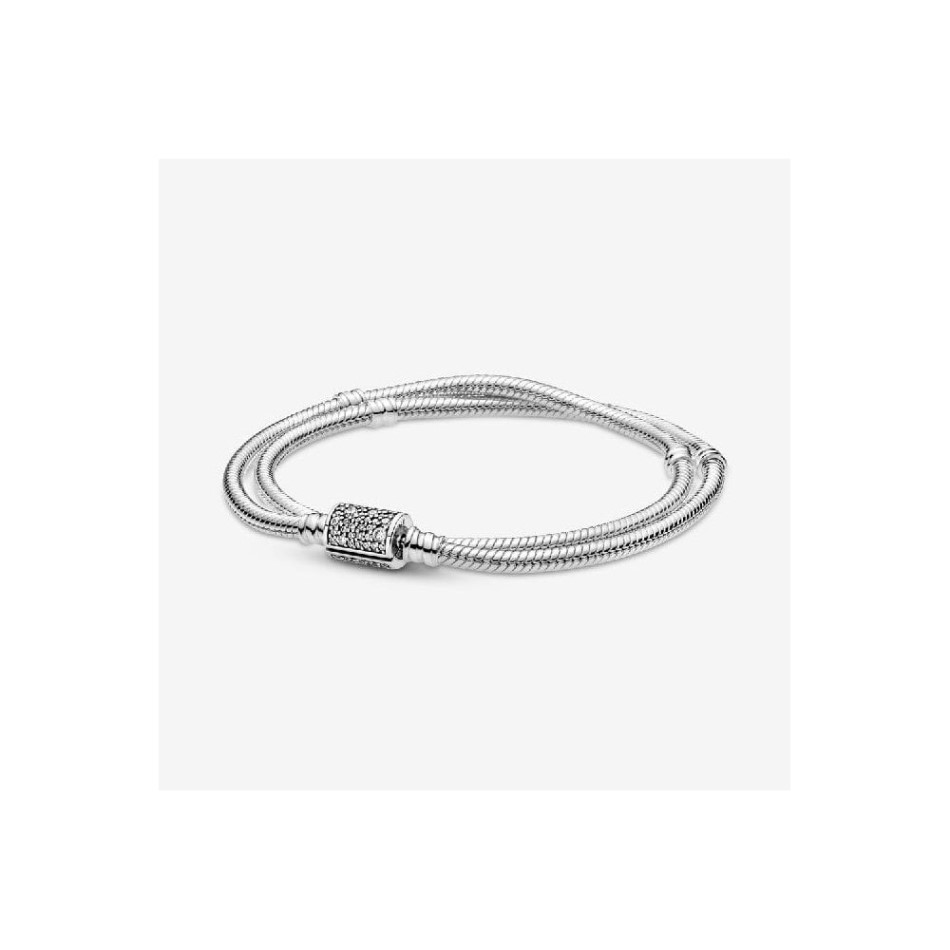 Moments Double Wrap Barrel Clasp Snake Chain Bracelet & Choker Pandora NZ