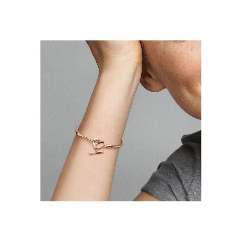 Moments Heart T-Bar Snake Pandora NZ Chain Bracelet