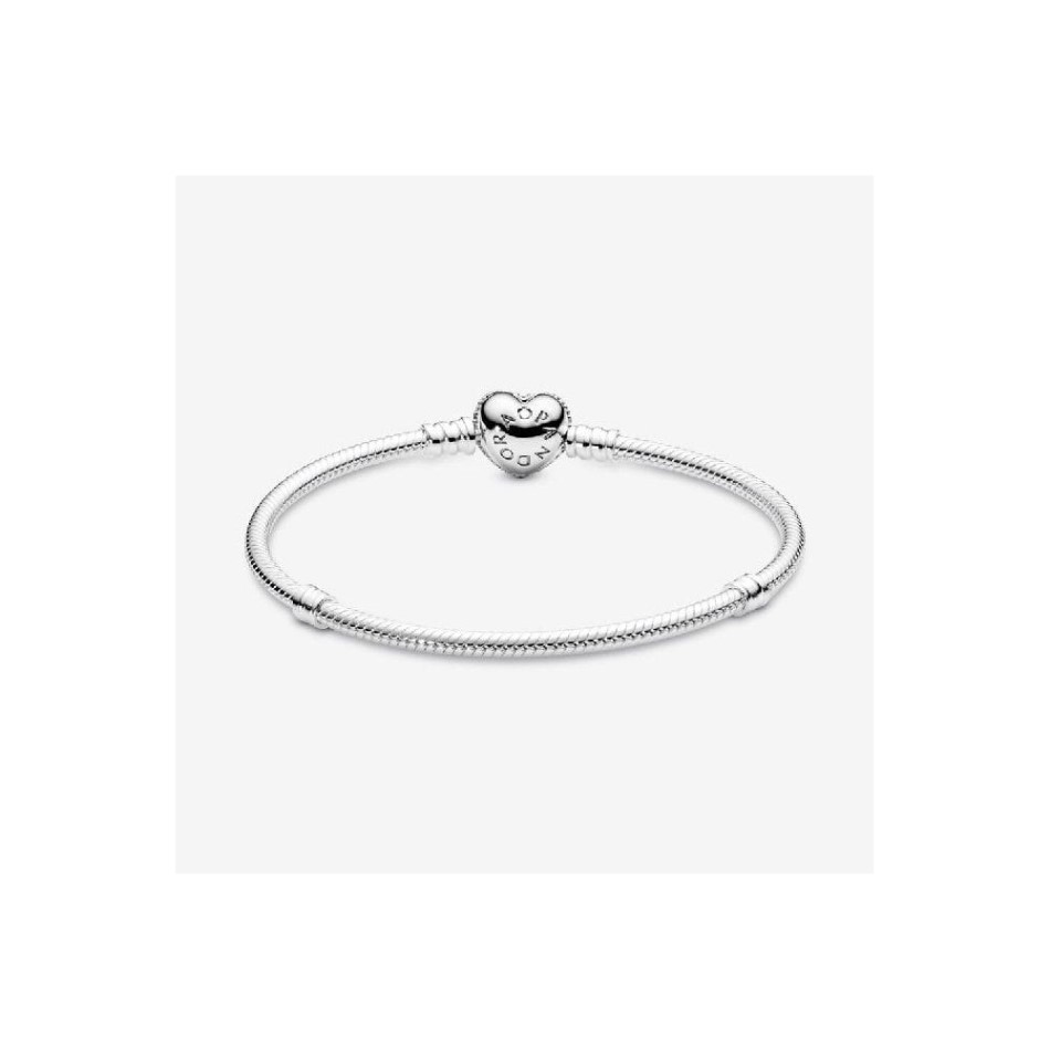 Moments Pandora NZ Brand Sparkling Heart Pave Clasp Snake Chain Bracelet