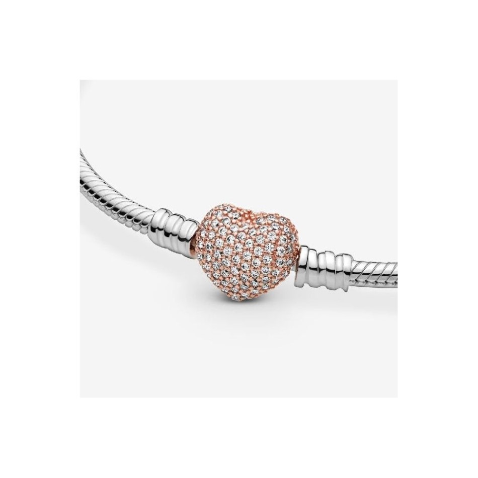Moments Pave Heart Clasp Pandora NZ Snake Chain Bracelet