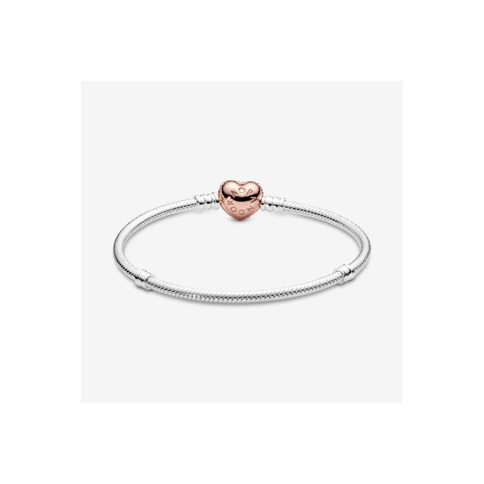 Moments Pave Heart Clasp Snake Chain Bracelet Brand Pandora NZ