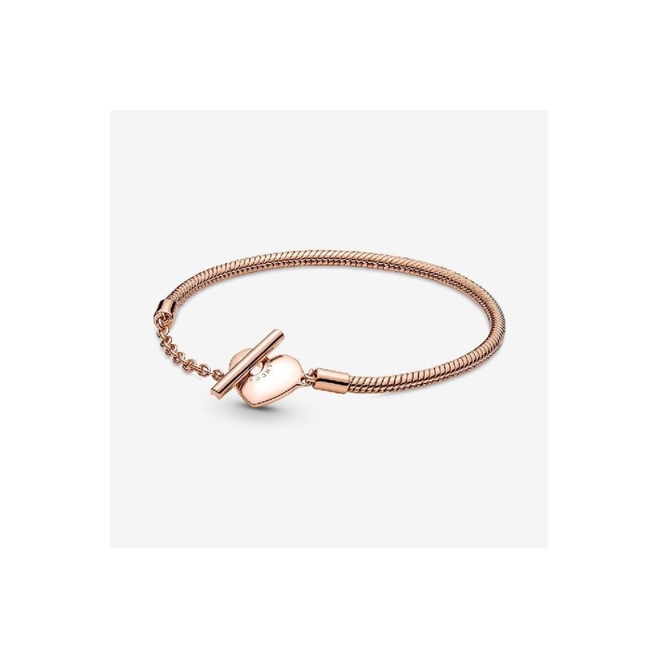 Moments Rose Brand Pandora NZ Heart T-Bar Snake Chain Bracelet