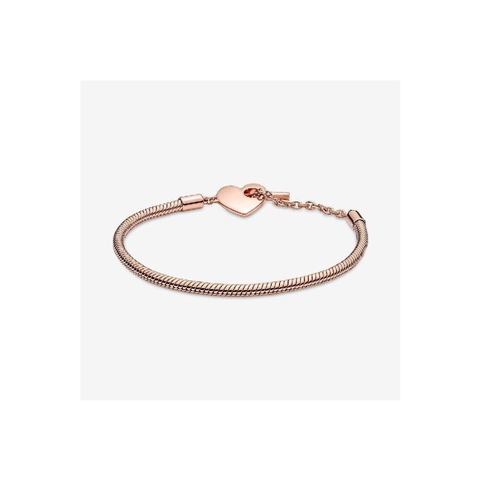 Moments Rose Brand Pandora NZ Heart T-Bar Snake Chain Bracelet