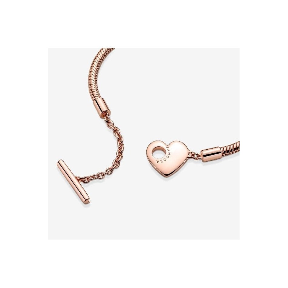 Moments Rose Brand Pandora NZ Heart T-Bar Snake Chain Bracelet