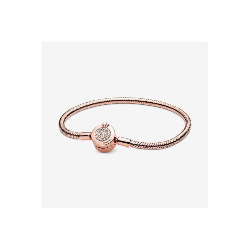 Moments Rose Sparkling Crown O Snake Chain Bracelet Pandora NZ