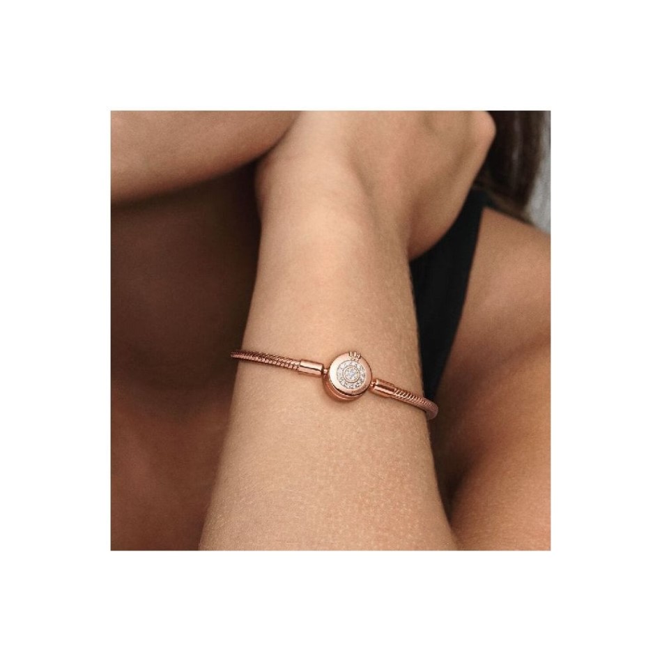 Moments Rose Sparkling Crown O Snake Chain Bracelet Pandora NZ