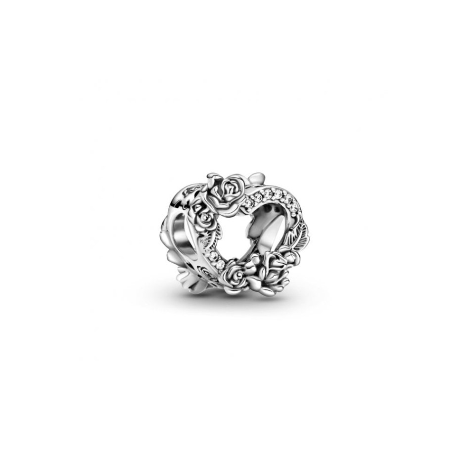 Open Heart & Rose Flowers Charms Pandora NZ