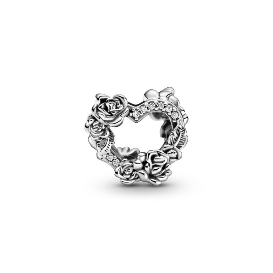 Open Heart & Rose Flowers Charms Pandora NZ