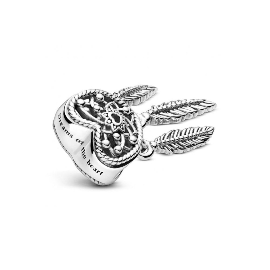 Openwork Heart & Three Feathers Dreamcatcher Charms Pandora NZ