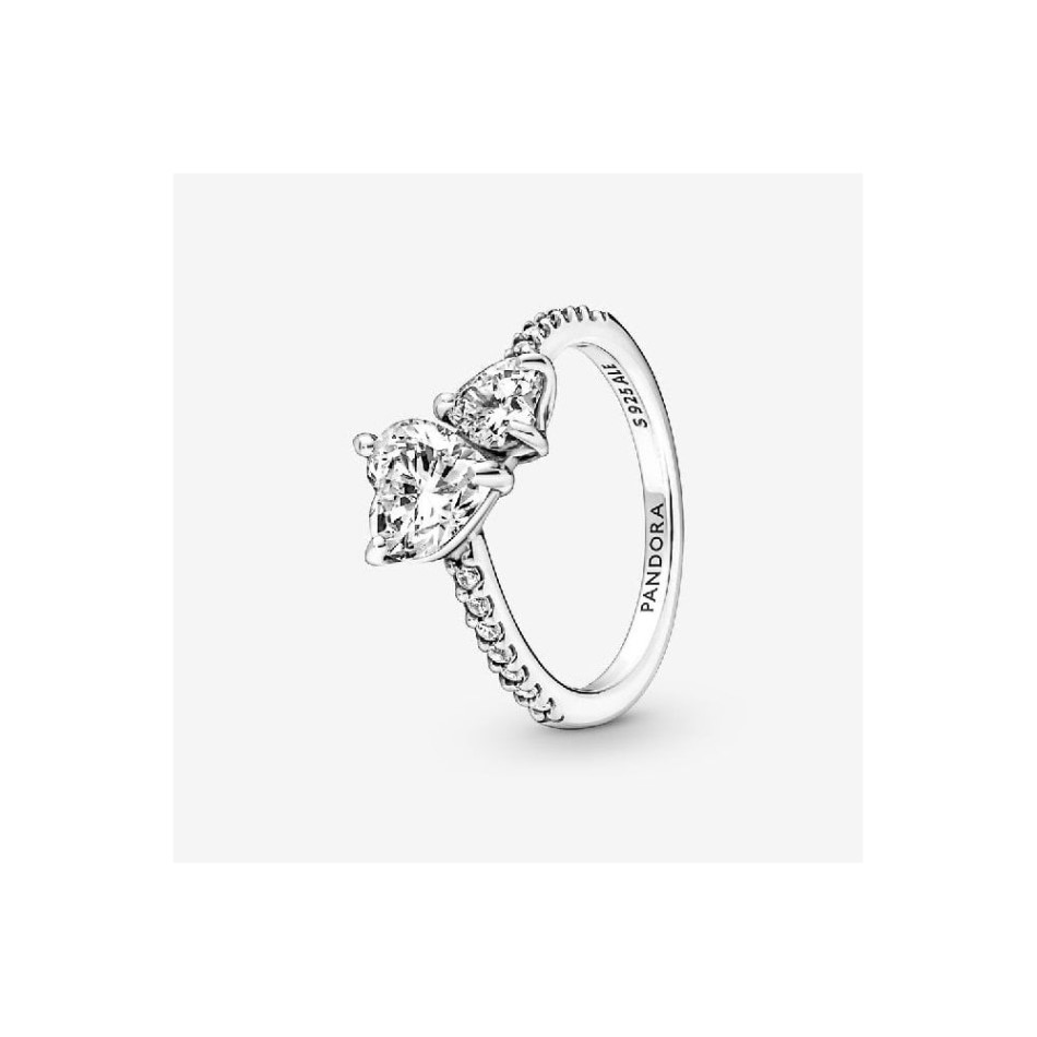 Pandora NZ Double Heart Sparkling Ring
