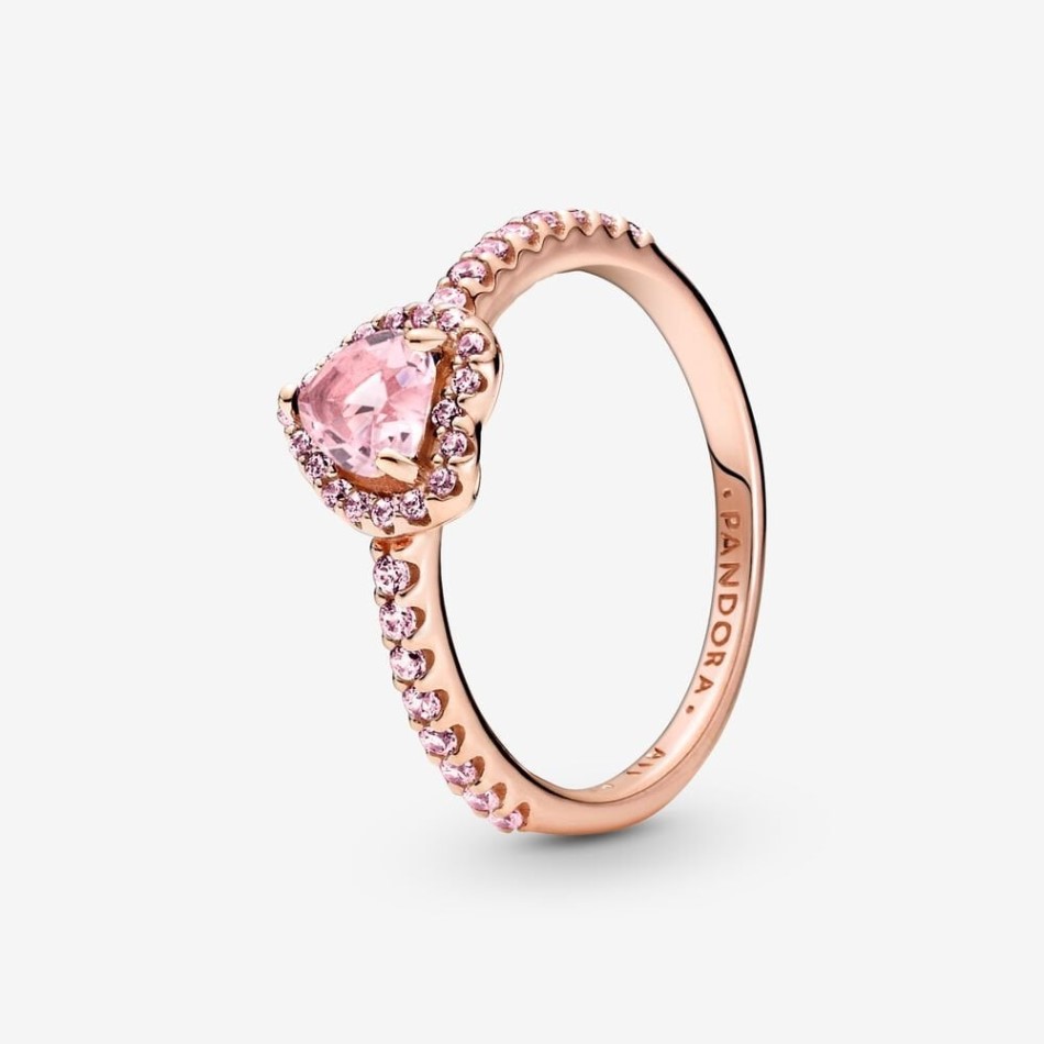 Pandora NZ Rose Sparkling Elevated Pink Heart Ring