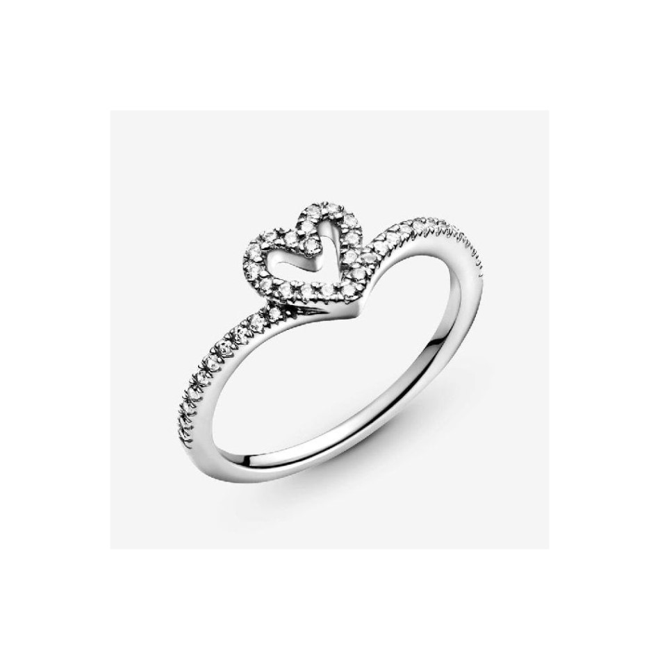 Pandora NZ Sparkling Wishbone Heart Ring