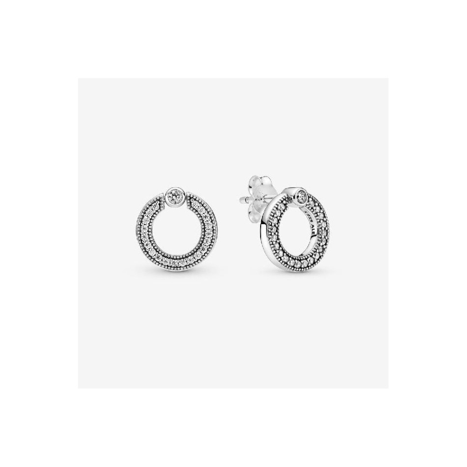 Pave & Logo Circle Reversible Stud Earrings Pandora NZ