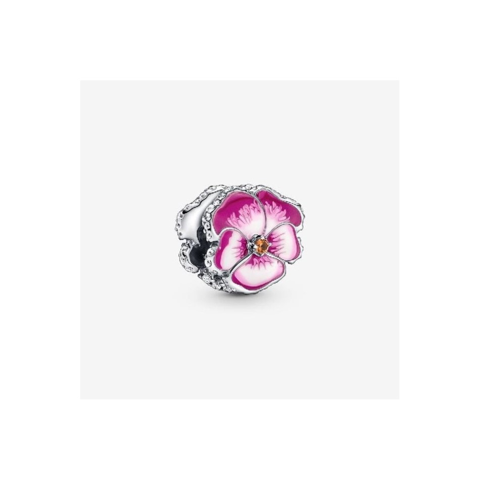 Pink Pansy Flower Charm Pandora NZ