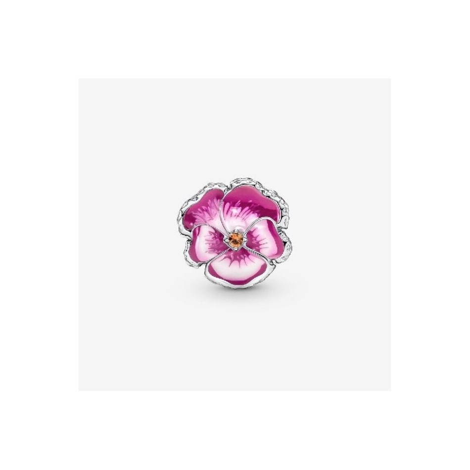 Pink Pansy Flower Charm Pandora NZ