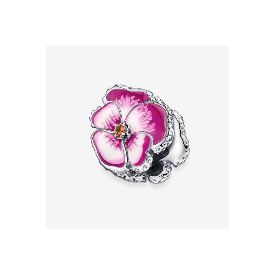 Pink Pansy Flower Charm Pandora NZ