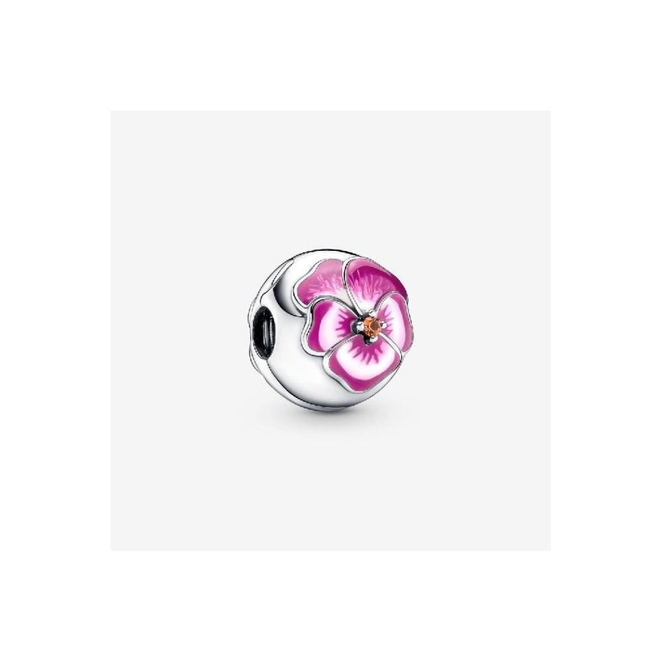 Pink Pansy Flower Clip Charm Pandora NZ