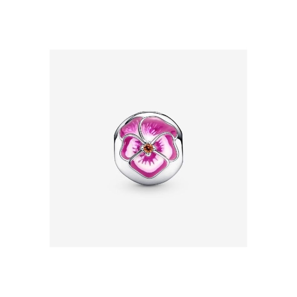Pink Pansy Flower Clip Charm Pandora NZ