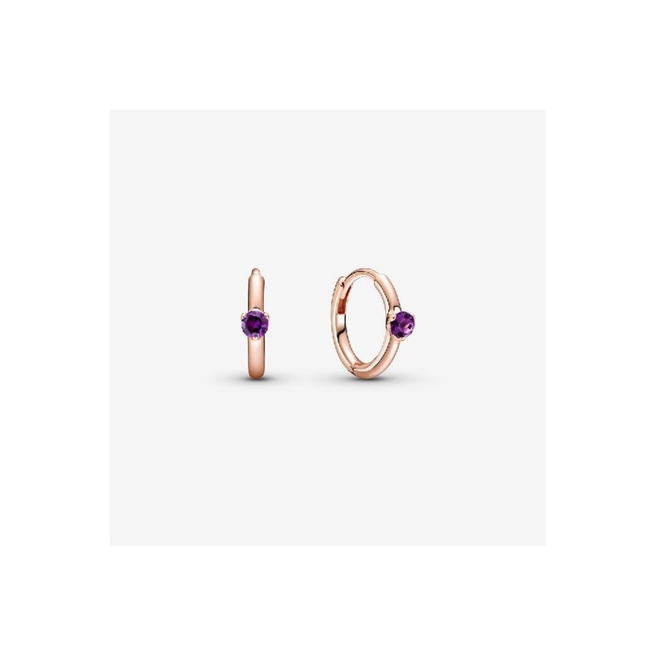 Purple Solitaire Huggie Hoop Earrings Pandora NZ