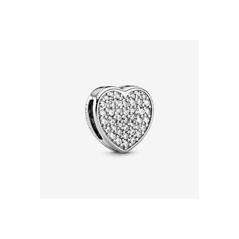 Reflexions Pave Heart Clip Charm Pandora NZ