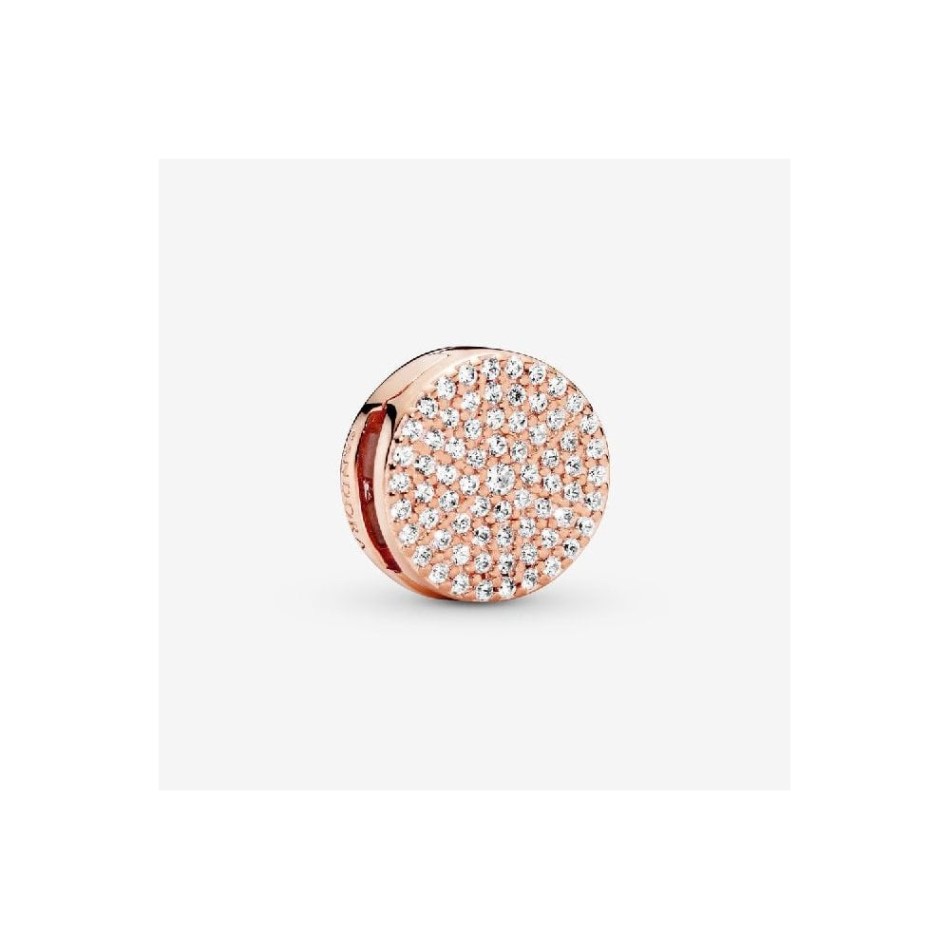 Reflexions Rose Round Pave Clip Charm Pandora NZ