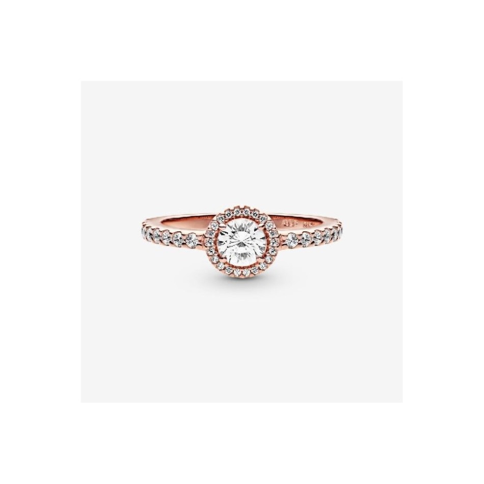Rose Classic Sparkle Halo Ring Pandora NZ
