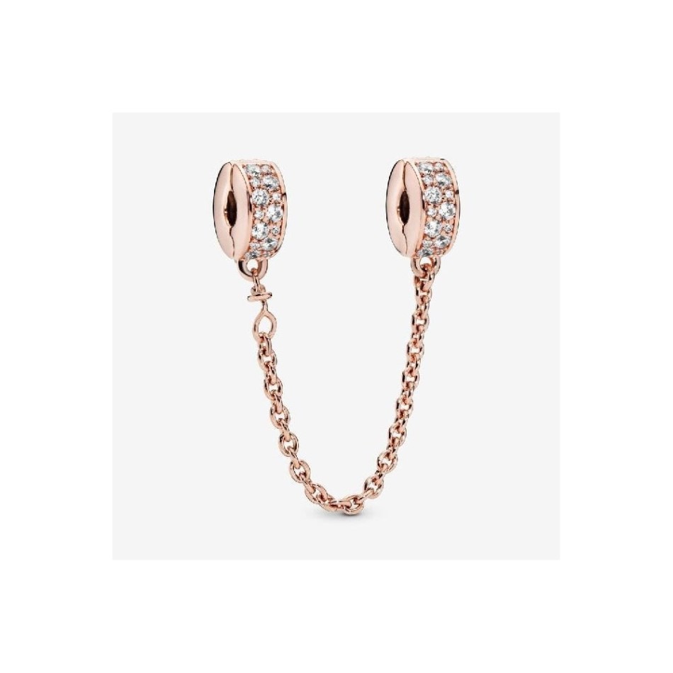 Rose Clear Pave Safety Chain Clip Charm Pandora NZ