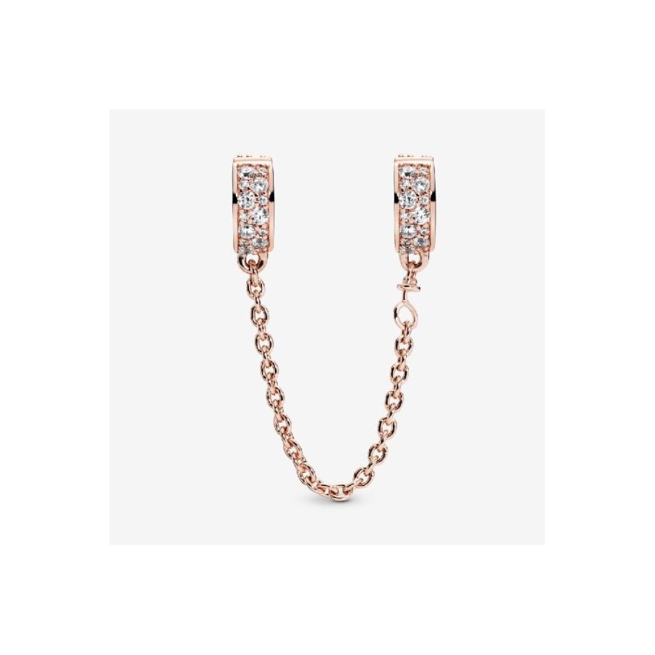 Rose Clear Pave Safety Chain Clip Charm Pandora NZ