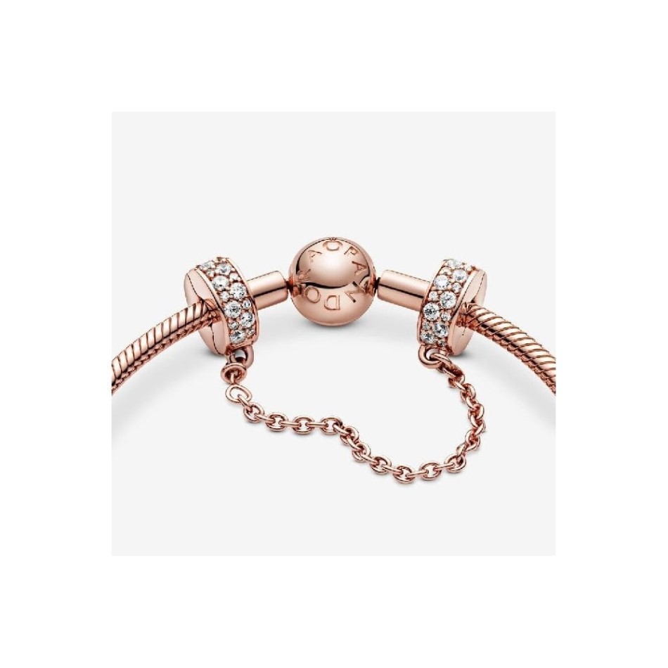 Rose Clear Pave Safety Chain Clip Charm Pandora NZ