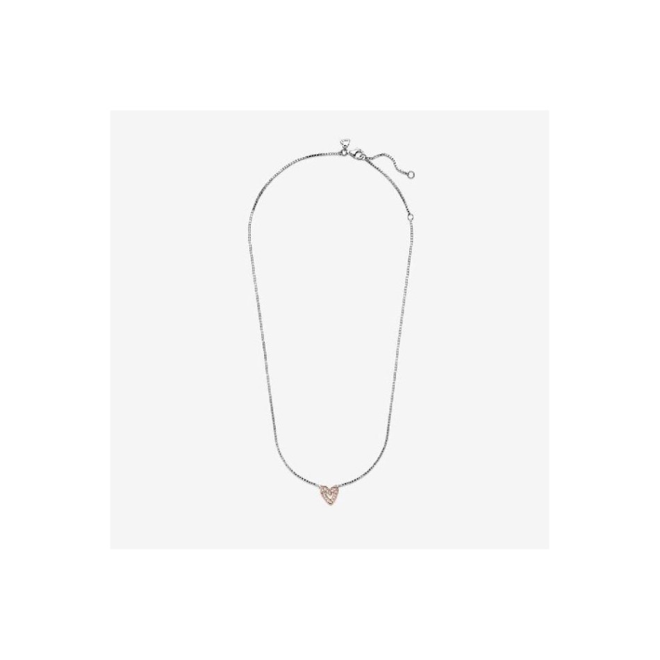 Rose Gold Sparkling Freehand Heart Necklace Pandora NZ